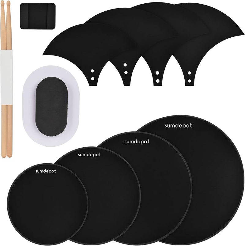 sumdepot Drum Mute Pads 11 Pieces With Cymbal Pad and Hi hats Set Pad, Foam Drum Silencer Pads, Fits 10”, 12”, 14”, 16" - Image 1